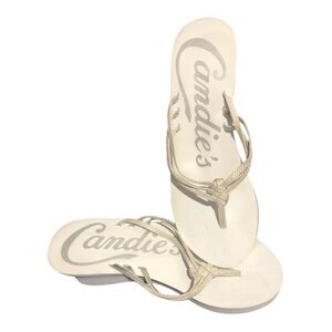 Candies White Wedge Flip Flop Sandler with Sparkly Straps size 10